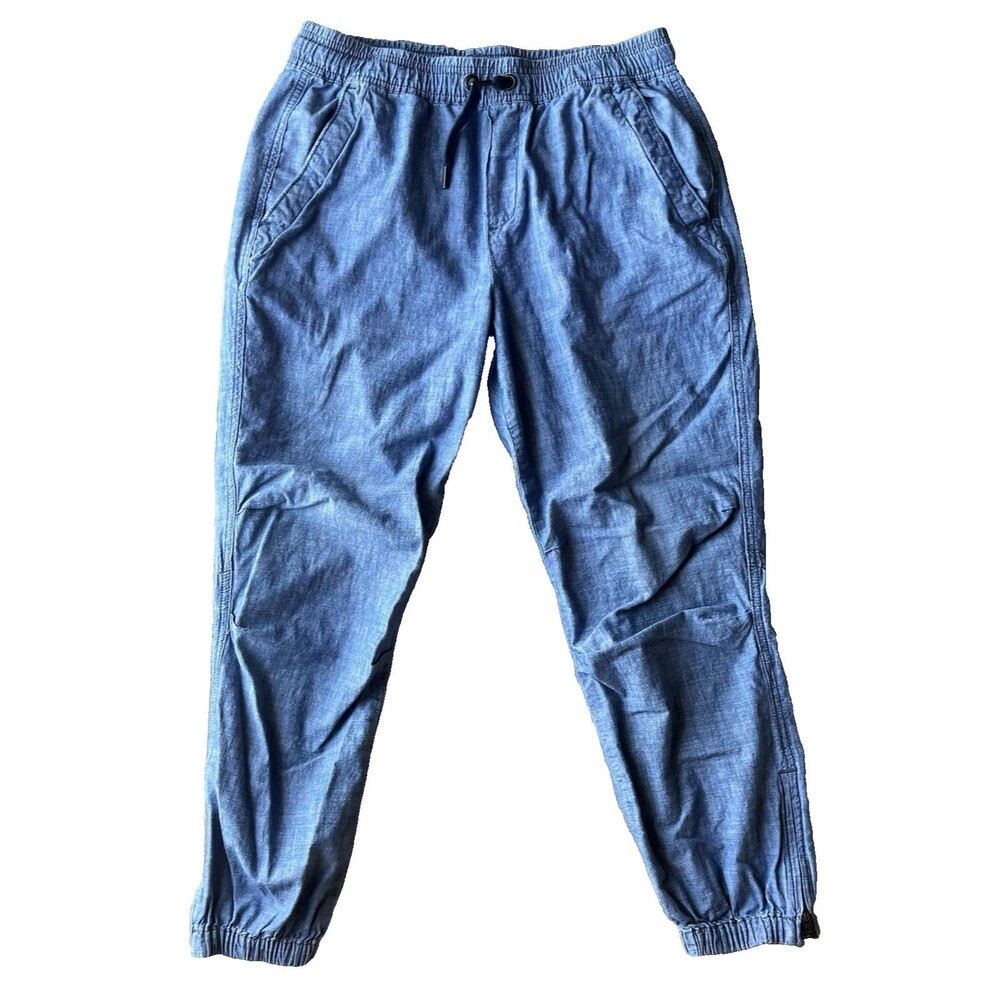 Polo Ralph Lauren Womens Small Petite Chambray Joggers Blue Crop Zip Ankle